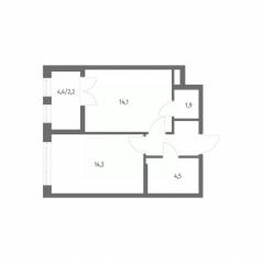 ЖК «NEWПИТЕР», планировка 1-комнатной квартиры, 41.00 м²
