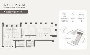 МФК «ASTRVM», планировка 3-комнатной квартиры, 289.16 м²