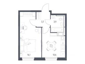 ЖК «Мытищи Парк», планировка 1-комнатной квартиры, 33.70 м²