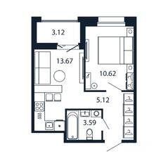 ЖК «Полис Новоселье», планировка 1-комнатной квартиры, 32.80 м²