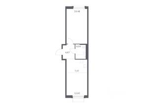 ЖК «Новое Внуково», планировка 1-комнатной квартиры, 48.31 м²