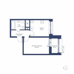 ЖК «Цветочный город», планировка 1-комнатной квартиры, 36.60 м²
