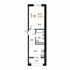 ЖК «Новое Летово», планировка 1-комнатной квартиры, 41.00 м²