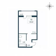 ЖК «Расцветай в Янино», планировка студии, 29.70 м²