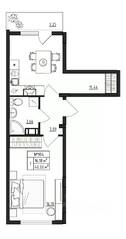 МЖК «Верево-Сити», планировка 1-комнатной квартиры, 40.00 м²