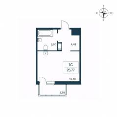 ЖК «Расцветай в Янино», планировка студии, 25.80 м²