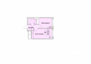 ЖК «Отрадный», планировка 1-комнатной квартиры, 34.80 м²