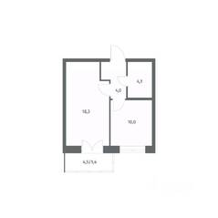 ЖК «NEWПИТЕР», планировка 1-комнатной квартиры, 37.79 м²