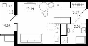 ЖК «Десятка», планировка студии, 27.70 м²