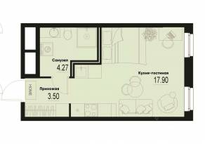 ЖК «ID Murino III», планировка студии, 25.67 м²