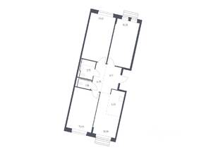 ЖК «Рублевский Квартал», планировка 3-комнатной квартиры, 80.00 м²