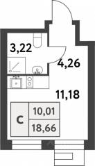 ЖК «Smart Garden», планировка студии, 18.60 м²