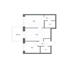 ЖК «NEWПИТЕР», планировка 2-комнатной квартиры, 64.72 м²