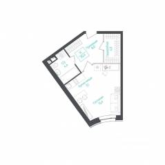 Апарт-комплекс «Monodom Lake», планировка студии, 35.40 м²