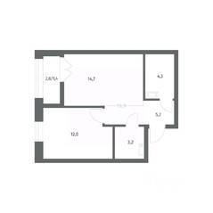 ЖК «NEWПИТЕР», планировка 1-комнатной квартиры, 40.82 м²