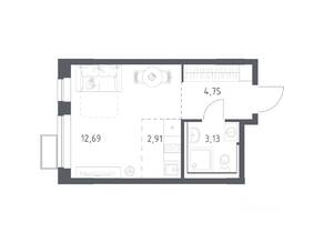 ЖК «Егорово Парк», планировка студии, 23.48 м²