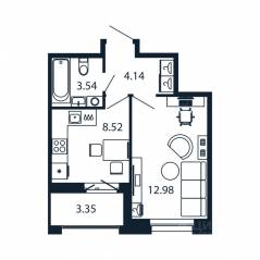 ЖК «Полис Новоселье», планировка 1-комнатной квартиры, 30.86 м²