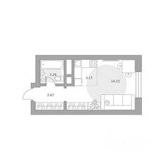 ЖК «Ильинойс», планировка студии, 24.33 м²
