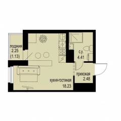 ЖК «ID Murino III», планировка студии, 26.25 м²