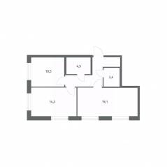 ЖК «Парусная 1», планировка 2-комнатной квартиры, 59.20 м²