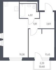 ЖК «Невская Долина», планировка 1-комнатной квартиры, 40.93 м²