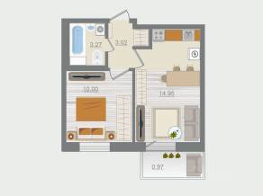 ЖК «Эко-квартал Гармония», планировка 1-комнатной квартиры, 32.21 м²