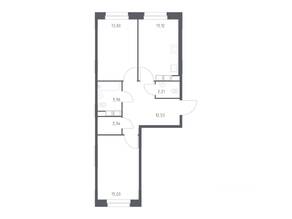 ЖК «ЭкоБунино», планировка 2-комнатной квартиры, 62.96 м²