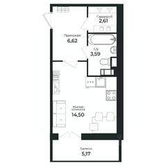 ЖК «Sertolovo Park», планировка студии, 27.20 м²