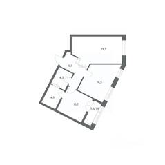 ЖК «NEWПИТЕР», планировка 2-комнатной квартиры, 61.94 м²