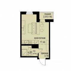 ЖК «ID Murino III», планировка студии, 26.32 м²