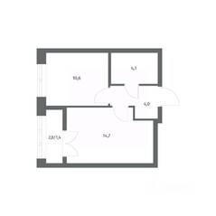 ЖК «NEWПИТЕР», планировка 1-комнатной квартиры, 34.79 м²