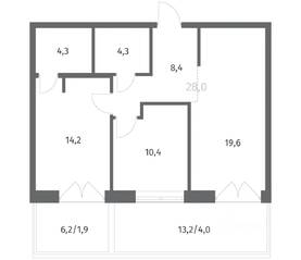 ЖК «NEWПИТЕР», планировка 2-комнатной квартиры, 66.99 м²