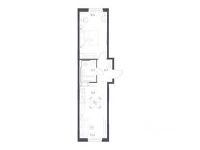 ЖК «Мытищи Парк», планировка 1-комнатной квартиры, 43.20 м²