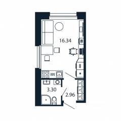 ЖК «Полис Новоселье», планировка студии, 22.60 м²