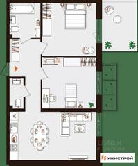 МЖК «Лисино», планировка 2-комнатной квартиры, 65.57 м²