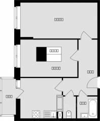 ЖК «Красная горка», планировка 2-комнатной квартиры, 52.20 м²