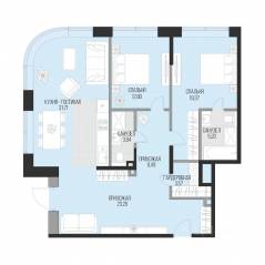 ЖК «Садовническая 69», планировка 2-комнатной квартиры, 107.92 м²