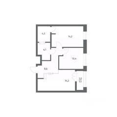 ЖК «NEWПИТЕР», планировка 2-комнатной квартиры, 57.46 м²