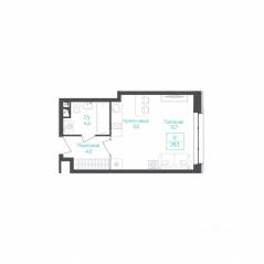 Апарт-комплекс «Monodom Lake», планировка студии, 28.10 м²