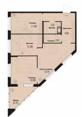 ЖК «ID Murino III», планировка 3-комнатной квартиры, 69.09 м²