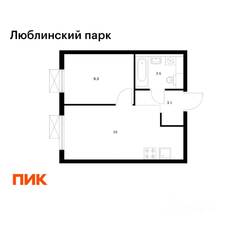 ЖК «Люблинский парк», планировка 1-комнатной квартиры, 32.00 м²