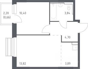ЖК «Рублевский Квартал», планировка 1-комнатной квартиры, 37.00 м²