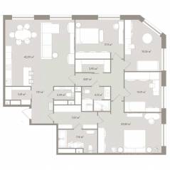 Апарт-комплекс «D'oro Mille», планировка 3-комнатной квартиры, 158.30 м²