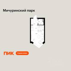ЖК «Мичуринский парк», планировка студии, 24.60 м²