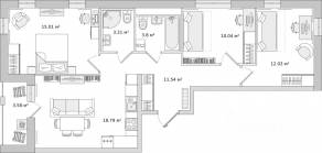 ЖК «Мурино Space», планировка 3-комнатной квартиры, 73.80 м²