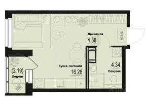 ЖК «ID Murino III», планировка студии, 26.28 м²
