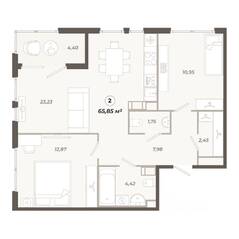 ЖК «Знатный», планировка 2-комнатной квартиры, 65.85 м²