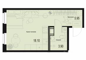 ЖК «ID Murino III», планировка студии, 27.95 м²