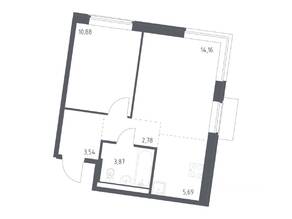 ЖК «Квартал Западный», планировка 1-комнатной квартиры, 40.92 м²