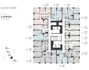 ЖК «Bashni Element», планировка студии, 24.27 м²